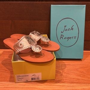 Jack Rogers Demi Wedge Size 8 M, platinum, never worn, new in box